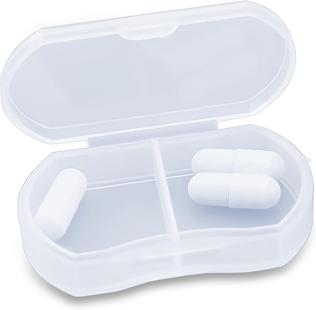 Küçük Pill Organizer Portre Seyahat Günlük Pill Konteynerleri AM & PM Mini Pill Box Vitamini, Fish Oil, Supplementrec (1 PCS, White)