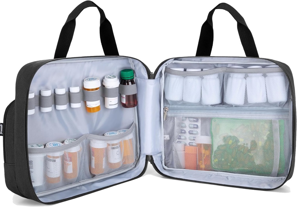 Trunab Pill Şişe Organize Tıp, Reçete, Vitaminler, Tıbbi Supplements Storage (Bag Only) için Bag Güvenli İlaç Seyahat Bagunu Taşıır