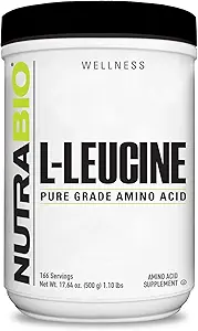 NutraBio 100% Pure L-Leucine - Kas Kurtarma ve Destek - Doğal Fermented Free Form Amino Asit - Vegan, Non-GMO, Gluten Free - (500 Grams)