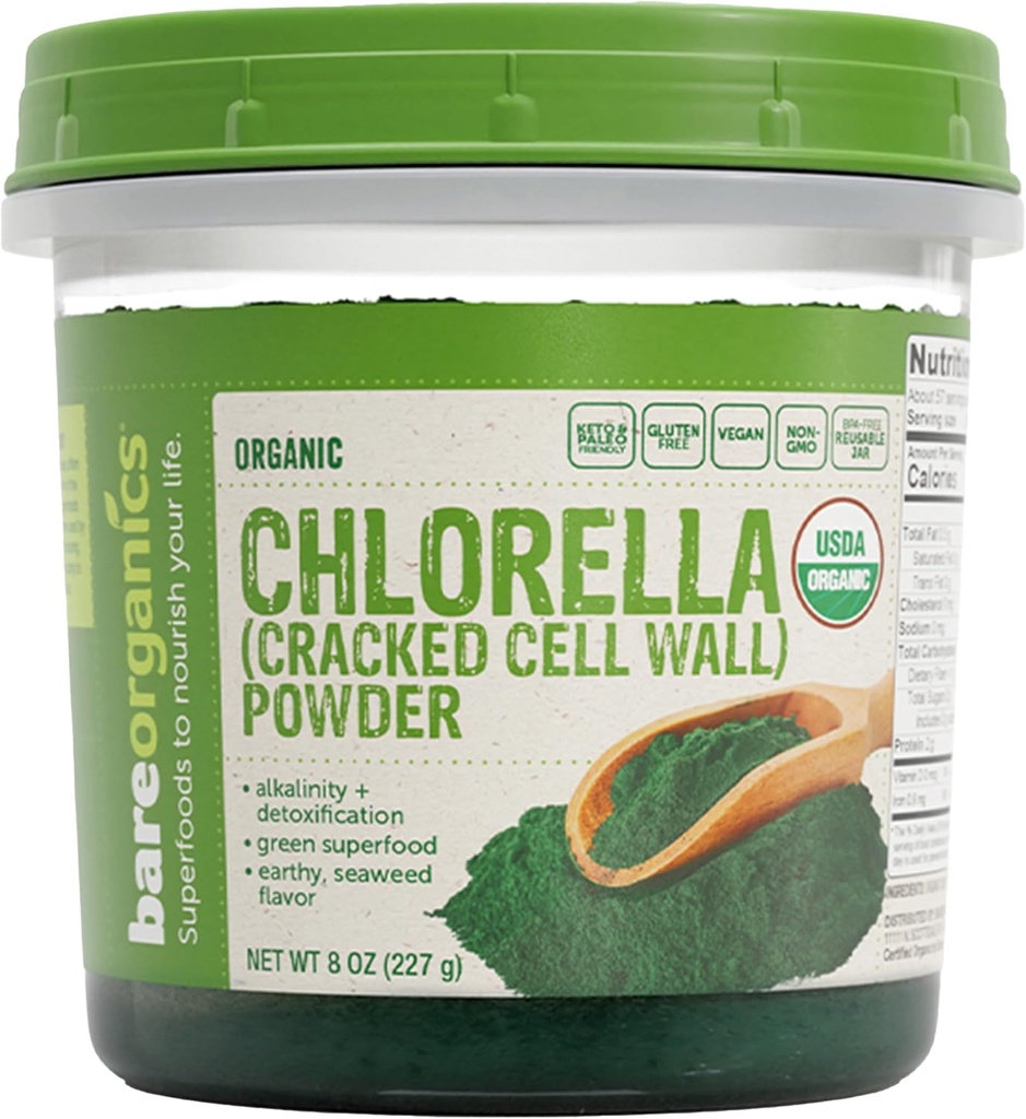 BareOrganics 12522 Chlorella Powder, 8 Ουγγιά