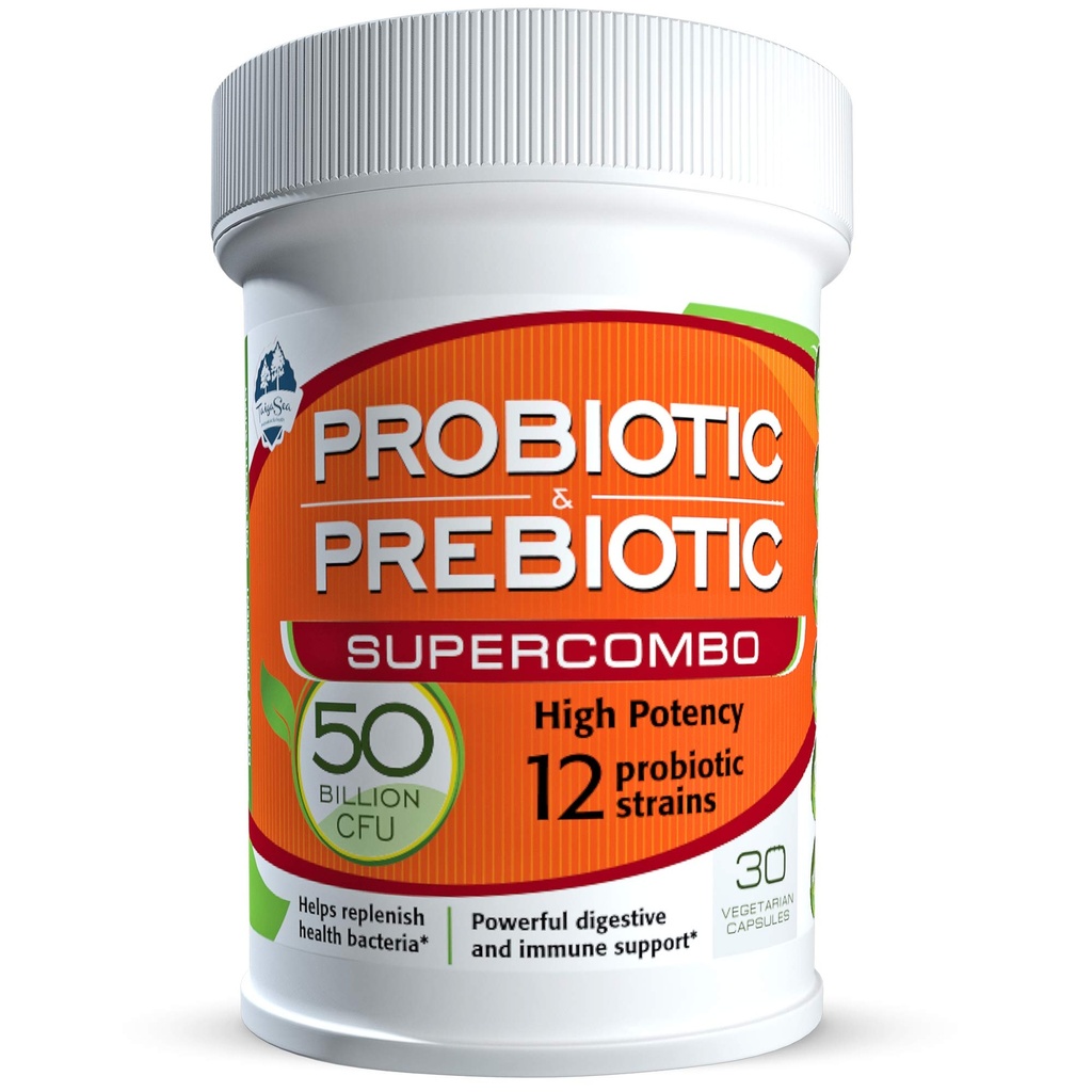 50 Milyar CFU Prebiyotik ve Probiyotik Supplement for Women and Men, 12 Strains for Daily Immune Support and Digestive Health, 30 Veggie Capsules, Non Reerated High Potency Probiyotiks