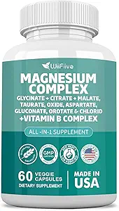 Magnezyum Kompleksi Tamam, Clycinate 141 mg Hoffman 228mg Malate 58.5 mg Citrate 62.4 mg Orotate Glycina Taurate Chloride Aspartate Gluconate B, Max Abors, Gluten-Free, Non-GMO