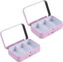 2Pcs 3, Ayna ile Pill Vakasını Karşılaştırmak, Portatif Metal Tıp Pill Organize Küçük Pill Box Pocket için Pill Sahibi, Purse, Travel (Pink)
