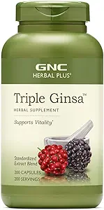 GNC Herbal Plus τριπλό συμπλήρωμα Ginsa, υποστηρίζει ζωτικότητα, 200 υπηρεσίες