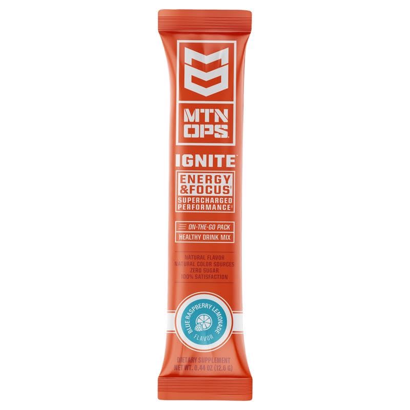 Mtn Ops Ignite Energy Powder - Blue Raspberry Single Trail Pack