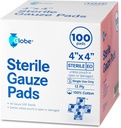 Globe 4' x 4" Advanced Sterile Gauze Pads for Yara Elbise Giymek için İleri Düzeyleri / 100-Pack, Bireysel Paketlenmiş | 12Ply Cotton & Highly Absorbent| Advanced Gauze Sponge-Pads for Yara Care & Home First Aid Kits (4 x 4) x 4)
