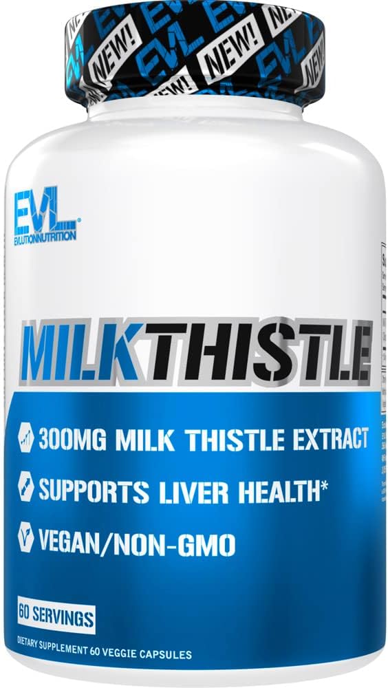 Evlution EVL Silymarin Milk Butle Capsules - Optimal Liver Cleanse Detox & Tamir - Herbal Liver Support Supplement with Pure Milk Thistle Extract - 60 Non-GMO Veggie Capsules