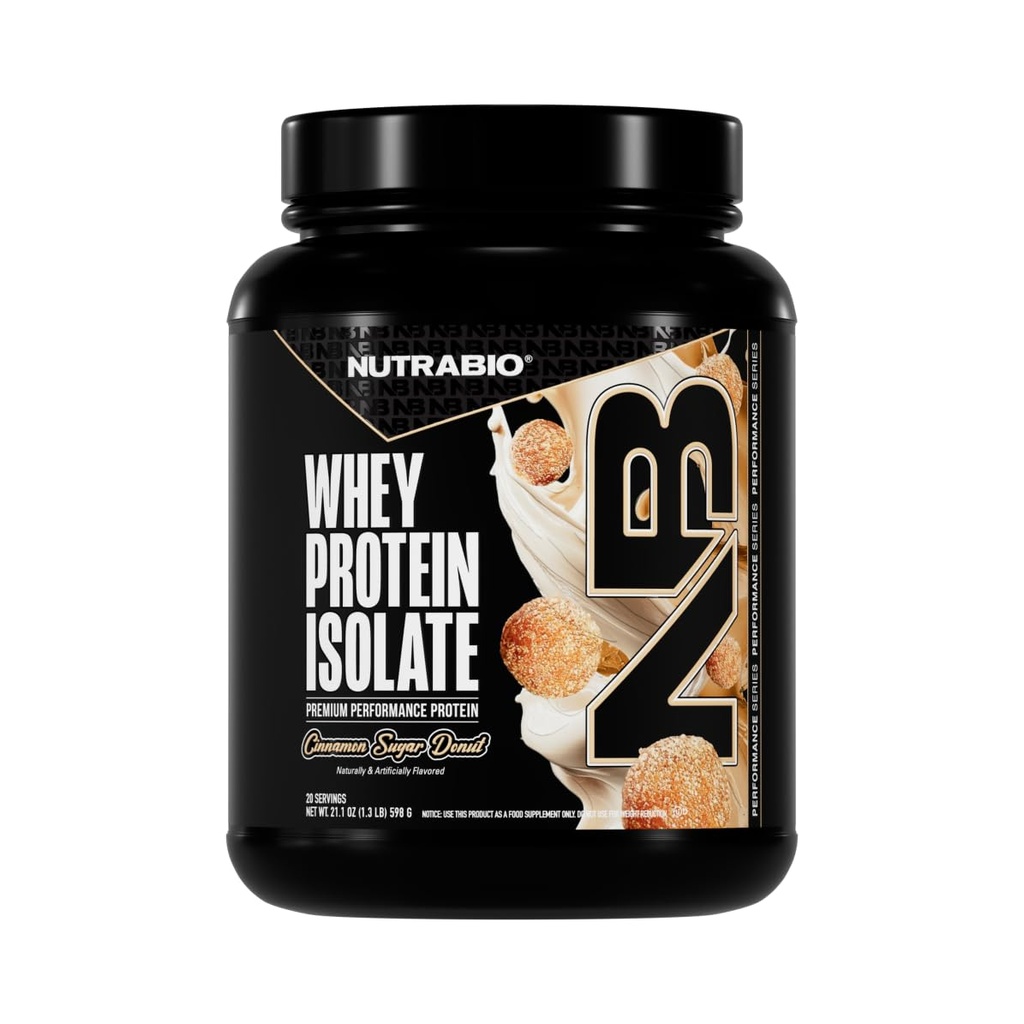 NutraBio 100% Whey proteini Isolate protein Toz, 25g proteini Full Deri, Non-GMO, Soy & Gluten Free, Low Carb, Low Calorie Whey Protein Toz, Cinnamon Sugar Donut, 2 Lbs
