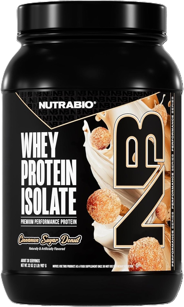 NutraBio 100% Whey proteini Isolate protein Toz, 25g proteini Full Deri, Non-GMO, Soy & Gluten Free, Low Carb, Low Calorie Whey Protein Toz, Cinnamon Sugar Donut, 2 Lbs