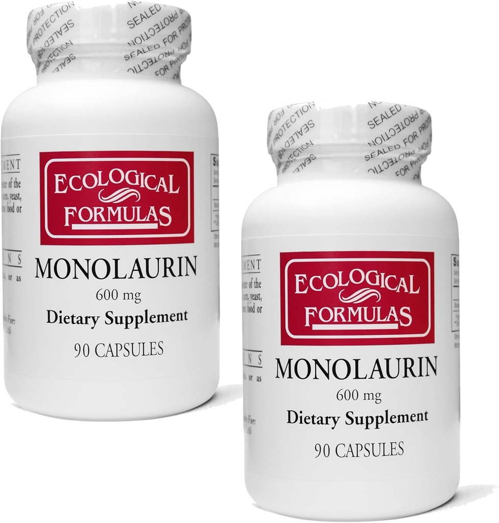 Οικολογικές Φόρμουλες 600 mg Monolaurin - Δύο ατομικά σφραγισμένες φιάλες 180 Count