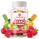 Natures Aid Sugar-free Βιταμίνη D3 K2 Gummies με ασβέστιο + K2 (MK-7), Μαγνήσιο Κιτρικό, Βιταμίνη C, Extra Strength - Ultimate Απορρόφηση για τα μυϊκά δόντια των οστών Ανοσοποιητικό, Vegan - 60 Gummies