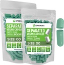 XPRS Nutra Vegan Boyutu 00 Ayrılı Kapsüller - 100 Kont Premium Boş Kapsüller Çantada Ayrıştı - 00 DIY Supplement (Sage Green)