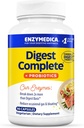 Enzymedica, Digest Complete + Probiyotiks, Full-Range, Günlük Enzymes with 800 Milyon CFU Active Cultures per Capsule, 90 Capsules