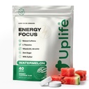 UPLIFE Energy and Focus Gum 40 Pcs – Made in USA - 40mg Nootropic Natural Caffeine + 80mg L-Theanine + Niacin Vitamin B3 & B12 – Sugar-Free, Vegan – Natural Coffee Alternative - Watermelon Flavor