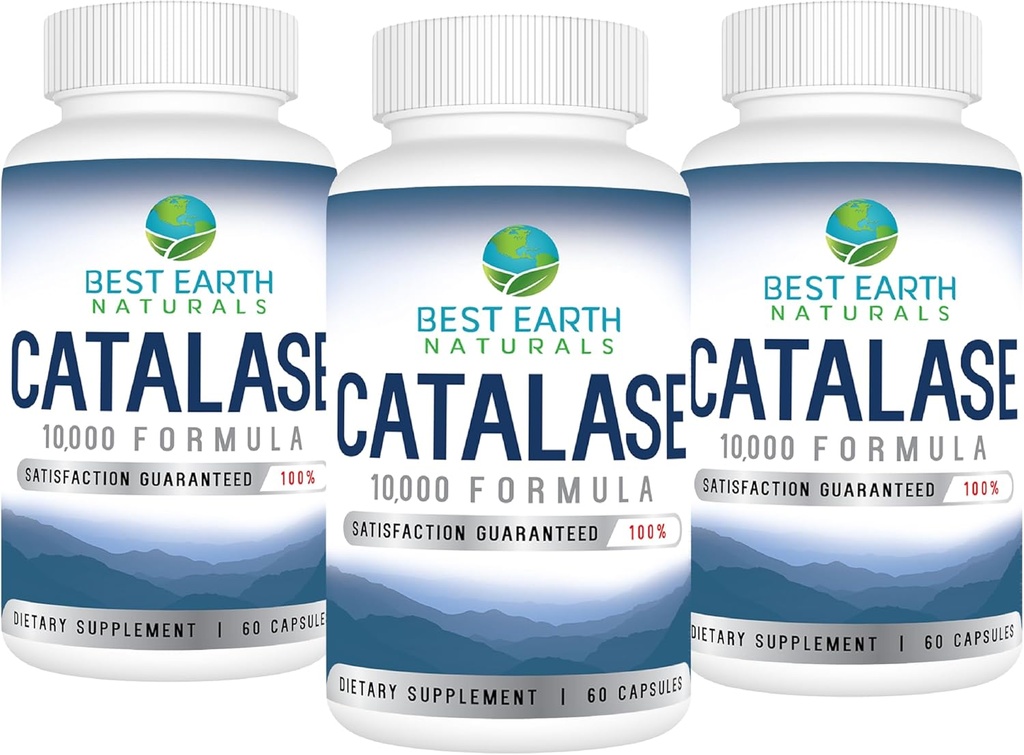Best Earth Naturals Catalase Supplement 10.000 with Saw Palmetto, Biotin, Fo-Ti, PABA - Hair Supplements for Strong Hair - 180 Capsules - Pack of 3 (90-Day Supply)