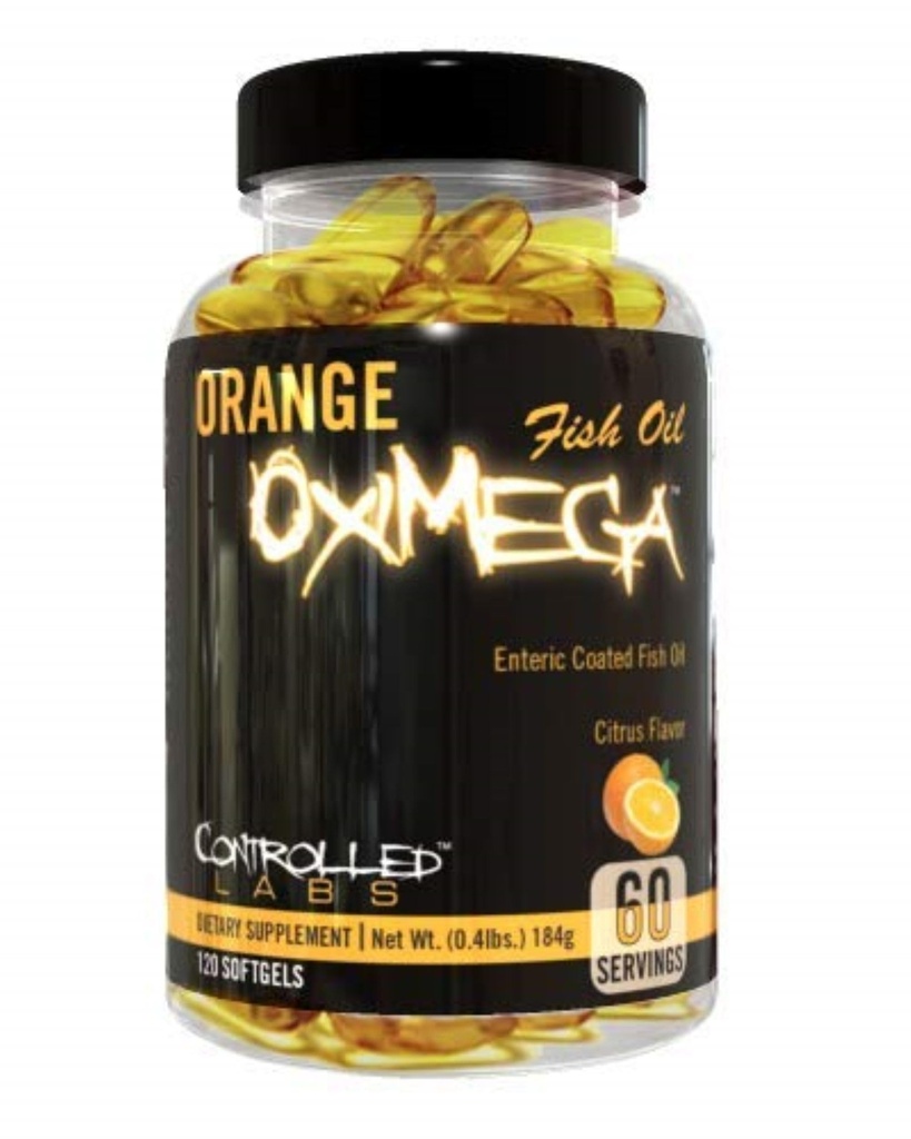 CONTROLLED LABS Orange Oximega Fish Oil Supplement 120 Softgels, EPA ve DHA, 2000 mg Omega 3 Fatty Asits, Citrus-Flavor, Burpless Softgels