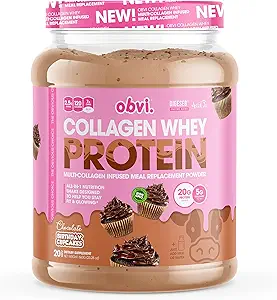 Obvi Collagen Whey proteini Toz | Post Workout Shake, Supports Kas Büyüme, Sağlıklı Saç, Skin, Nails, Ortaklar, Gut | Multi-Collagen Meal Yenileme | Bday Cupcakes, 20 Hizmetler