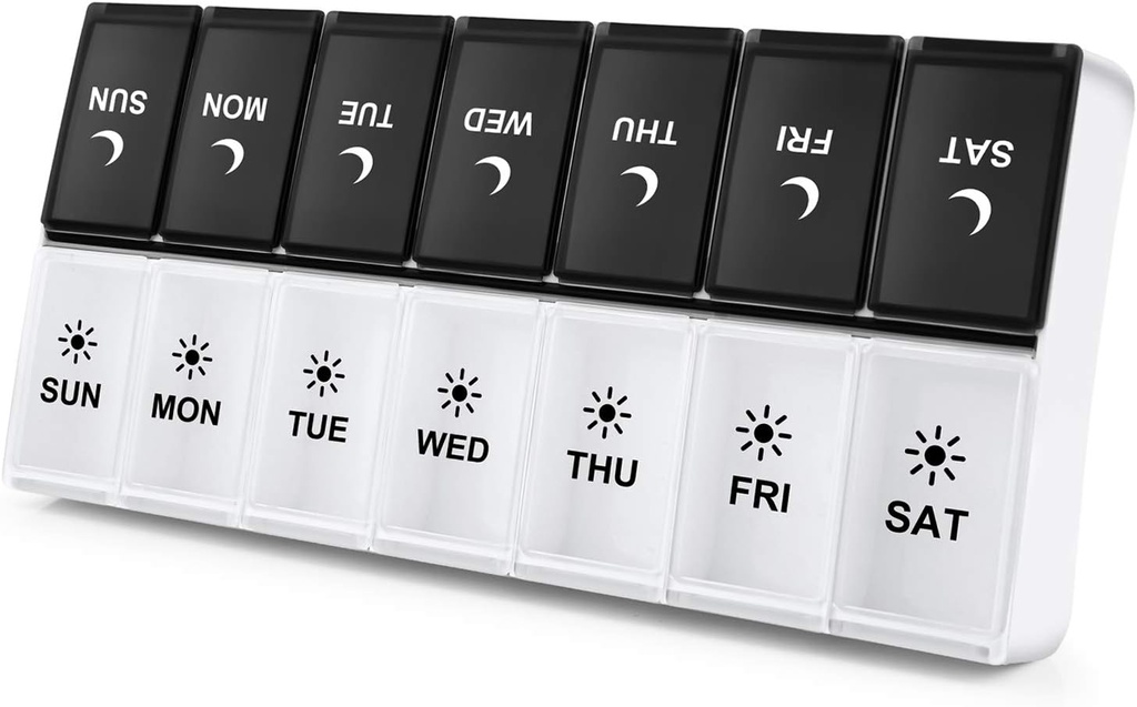 DANYING Large Pill Organizer 2 Times a Day, Weekly Box Per AM PM Case, Day Night Container 7 Vitamin Case Two