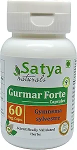 Gurmar Forte Capsules 500 mg. 60 Veg. Capsule | Gudmar (Gymnema Sylvestre) Erkekler ve kadınlar için Kapsüller | Ayurvedic Herbal Supplement/R capturedes | 10:1 Forte (1 Şişe 60 Capsules)