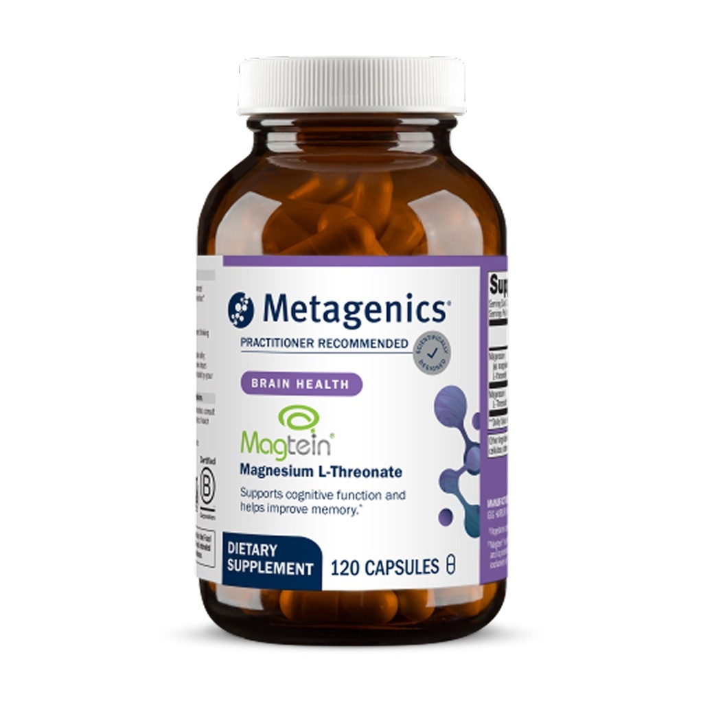 Metagenics Magnezyum L-Threonate - Brain Health, Memory, Learning & Cognitive Support - Klinik olarak Studied Bio available Form - Non-GMO, Gluten-Free, Vegan - 120 Capsules