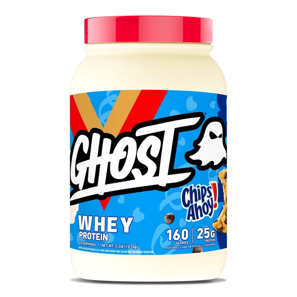 GHOST Whey Protein Toz, Chips Ahoy! - 2LB, 25G Protein - Whey proteini - -Post Workout Fitness & Beslenme Shakes, Smoothies, Baking & Cooking - Cookie Pieces Inside