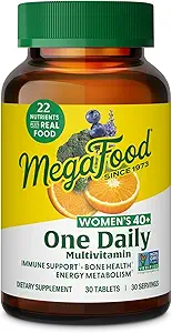 MegaFood Women's 40+ One Daily Multivitamin for Women - with Vitamin B12, B6, C, D, çinko & Iron - Plus Real Food - Immune Support - Bone Health - Non-GMO - Vegetarian - 30 Tabs