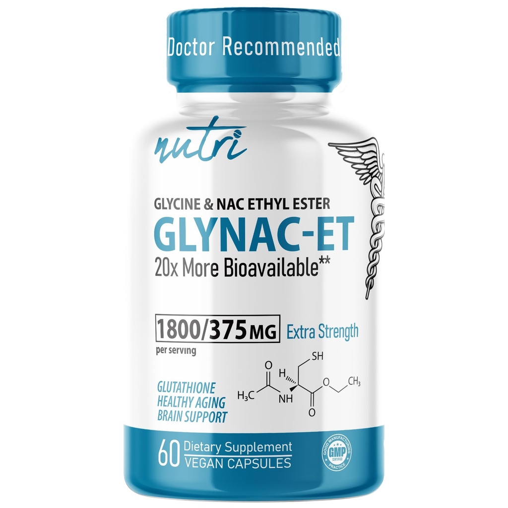 Nature's Fusions NAC Ethyl Ester + Glycine - Extra Strength 375mg - NACET 1800mg - 20x More Bioδιαθέσιμο από GlyNAC - N-ακετυλοκυστεΐνη - Συμπλήρωμα κατά της γήρανσης, Boost Glutathione (60 Κάψουλα)