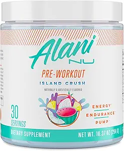Alani Nu Pre Workout Toz Adası Crush, Bolt Energy Boost, Endurance Supplement, Sugar Free, 200 mg Caffeine, L-Theanine, Beta-Alanine, L-Citrulline, 30 Hizmet