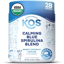 KOS Calming Blue Spirulina Mix- USDA sertifikalı Organik - Ashwagandha Root, Lemon Balm, Reishi Mushroom, B Vitamins - Berry Coconut Cool Flavor, 28 Hizmetler