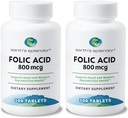 Dünya Splendor Folic Acid 800 mcg Supplement, Supports Heart Health, Supports Women's Reproductive Health, Smooth Paints (800 mcg, 200 Tablet, 2)
