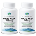 Folic Acid 800 mcg της Γης συμπλήρωμα, υποστηρίζει την υγεία της καρδιάς, υποστηρίζει την αναπαραγωγική υγεία των γυναικών, λεία επικαλυμμένα δισκία (800 mcg, 200 δισκία, συσκευασία του 2)
