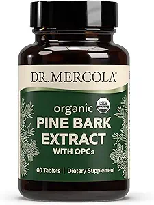 Dr. Mercola Organik Pine Bark Ekstraksiyon, 30 Hizmet (60 Tablet), OPCs, Diyetsel Tamam, Antioksi Desteği, Non-GMO, Sertifikalı USDA Organik Evler