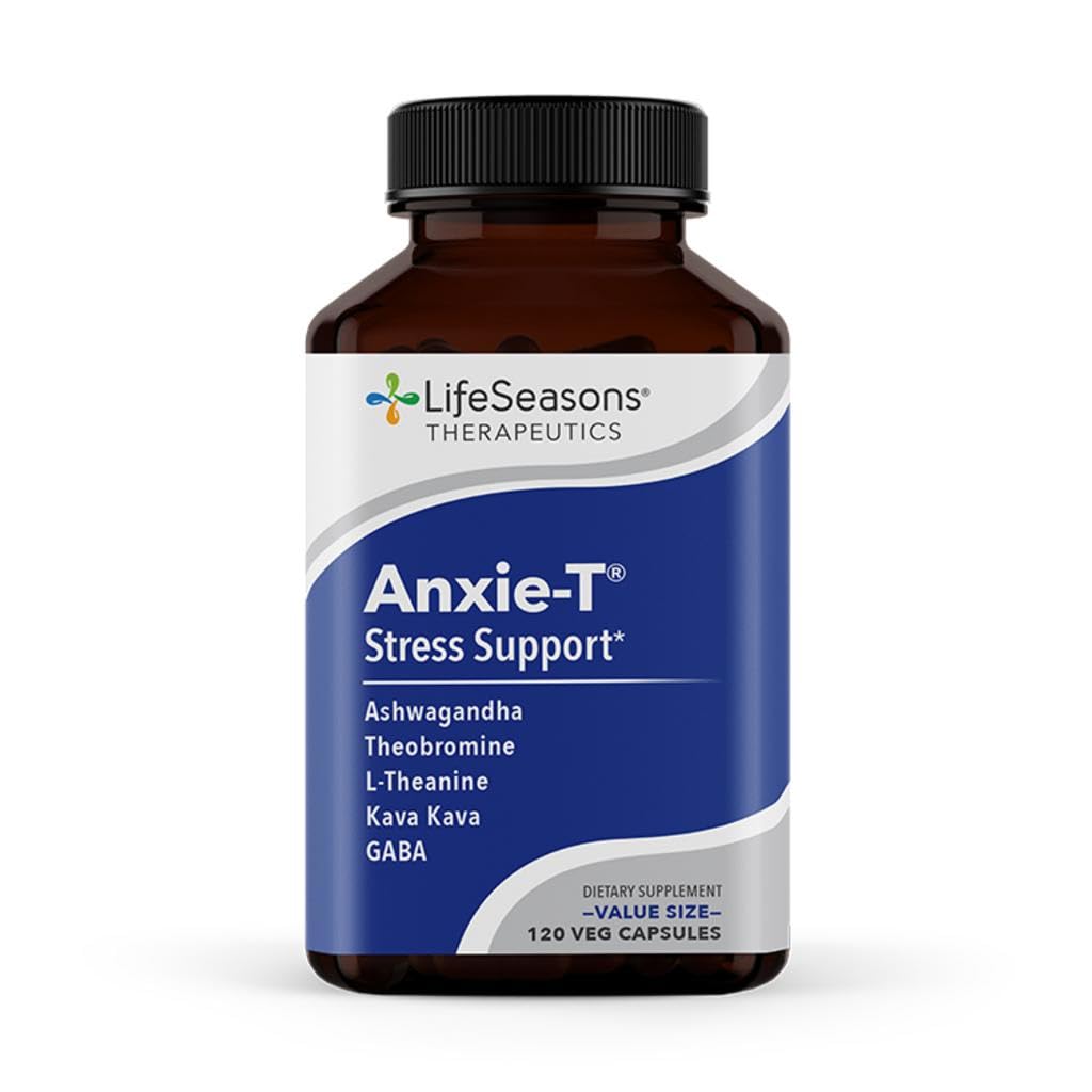 Anxie-T - Stresli Yardım Supplement - Destekler Mood & mental Focus - Calm ve Rahatlayın - Eases Ger & Nervousness - Ashwagandha, Kava, GABA & L-Theanine - 120 Capsules
