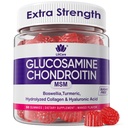 Γλυκοζαμίνη Chondroitin Gummies, ζάχαρη χωρίς Γλυκοζαμίνη MSM συμπλήρωμα, επιπλέον δύναμη με Boswellia Turmeric, υδρολυμένο κολλαγόνο & υαλουρονικό οξύ, υγεία των οστών για άνδρες και γυναίκες, 60 Cts