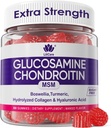 Γλυκοζαμίνη Chondroitin Gummies, ζάχαρη χωρίς Γλυκοζαμίνη MSM συμπλήρωμα, επιπλέον δύναμη με Boswellia Turmeric, υδρολυμένο κολλαγόνο & υαλουρονικό οξύ, υγεία των οστών για άνδρες και γυναίκες, 60 Cts