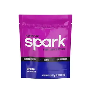 AdvoCare Spark Vitamin & Amino Acid Supplement - Focus & Energy Drink Powder Mix with Vitamin A, B-6, C & E - Περιλαμβάνει επίσης L-καρνιτίνη & L-Τυροσίνη - Σταφύλι, 14 Stick συσκευασίες