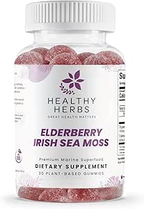 Sağlıklı Herbs Organik Deniz Moss Gummies - Interd 2100 mg İrlandalı Deniz Moss + Yaşlı Essentials Mix - Apple-Extracted Gummy ile Yapılan Gelişmiş Bir Zamanlı Formulation (30 Count)
