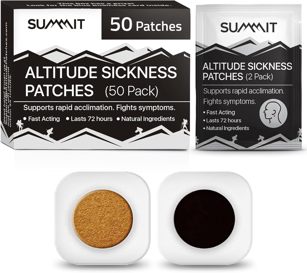 Summit Altitude Hastalık Önleme Patches | Destekler Hızlı Yüksek Altitude Acclimation, Boosts Oksijen Intake, Fights High Altitude Hastaness Belirtileri | 50 Paket