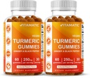Vitamatic Turmeric Gummy with Ginger & Black Pepper Extract – 60 Vegan Gummies Each 