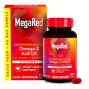 MegaRed Antarktika Krill Oil 500 mg Omega 3 Fatty Asit Supplement, Ekstra Güçlü EPA & DHA Krill Oil Softgels (90cnt Box), Astaxanthin, Kalp Sağlığı Tamamı No Fish Oil Aftertaste