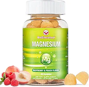 Yetişkinler için Magnezyum Citrate Gummies - Women & Kids Daily Wellness için Supplements - Peanut Free Vitamin Gummy - Raspberry ve Peach Flavor Chewable Supplement - 60 Count Count Count Count Count