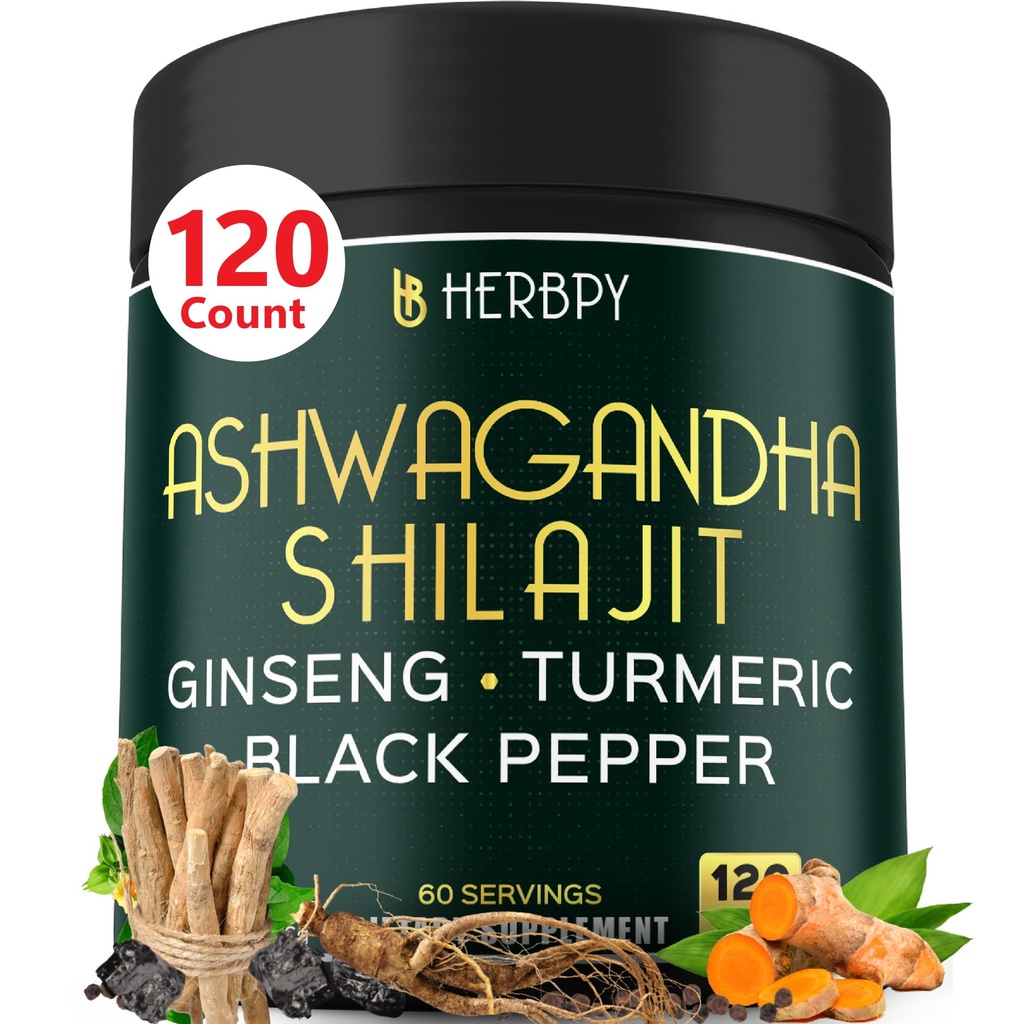 5in1 Ashwagandha Ekstra Kuvveti Stamina, Enerji ve Rahatlama Desteği - Plus BTC, Turmeric Root & Black Pepper - 120