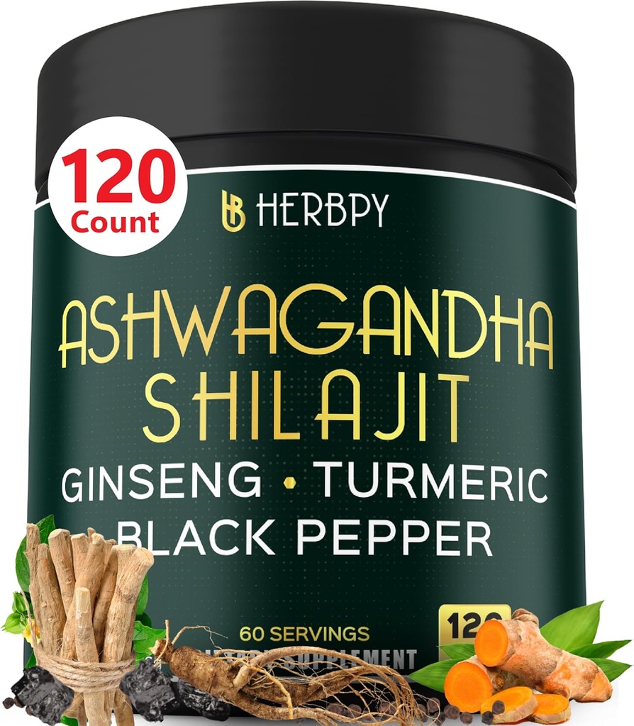 5in1 Ashwagandha Ekstra Kuvveti Stamina, Enerji ve Rahatlama Desteği - Plus BTC, Turmeric Root & Black Pepper - 120
