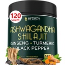 5in1 Ashwagandha Ekstra Kuvveti Stamina, Enerji ve Rahatlama Desteği - Plus BTC, Turmeric Root & Black Pepper - 120