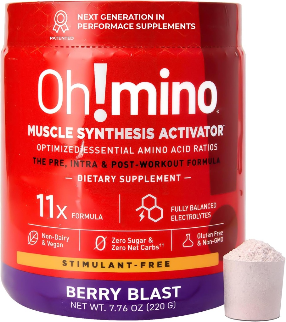 Ω!μίνο Essential Amino Acids συμπλήρωμα. Berry Blast, Simulant-Free σκόνη. Και οι 9 ΕΑΑ, BCAAs και το τέλειο Amino για τις προπονήσεις, Amino Energy, και να οικοδομήσουμε τους μυς, και να ανακτήσουμε πιο γρήγορα.
