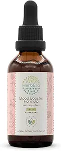 HerbEra Blood Booster Formula B60 Χρώμα εκχυλίσματος χωρίς αλκοόλ: Stinging Nattle Leaf, Dandelion Leaf, Σπανάκι, Spirulina, Alfalfa, Κίτρινο Dock Root, Herbal Iron Blend 2 Fl Oz