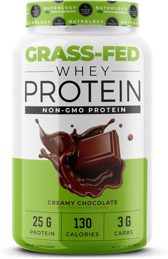 Nutrology Grass Fed Whey Protein Powder, Κρέμα σοκολάτα Γεύση, υποστηρίζει Lean μυϊκή αποκατάσταση & απόδοση, κρύο επεξεργασμένο χόρτο Fed Whey και Amino Acid σκόνη, Shake, Blend ή Bake, 28 υπηρεσίες