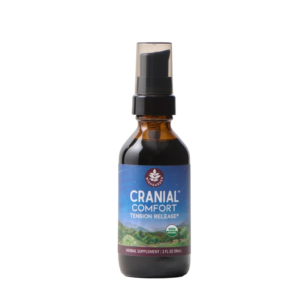 WishGarden Herbs Cranial Comfort, Tension & Headache Relief Tincture, 2oz | White Willow Bark, Skullcap, Wood Betony & Lavender, Natural Muscle Relaxer, USDA Organic, Non-GMO, Vegan