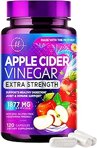 Apple Cider Vinegar Capsules 1877 mg - Ekstra Kuvvet ACV Vitamin D3 & çinko ile piller - Apple Vinegar Pills Supplement for Digestion, Energy & Immune Support, Non-GMO, Şişed in USA - 120 Capsules
