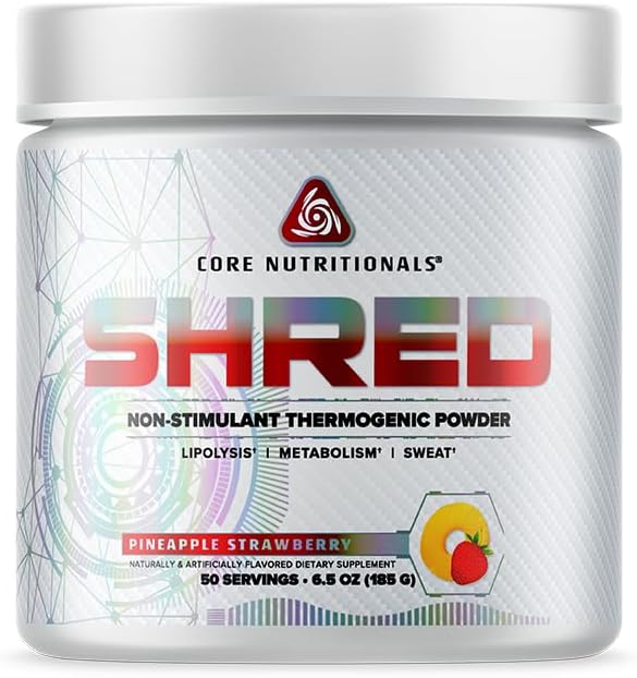 Πυρήνας Διατροφικά Platinum Shred Μη διεγερτικό, Fat Burning, Θερμογόνο σκόνη με 1G Acetyl-L-Καρνιτίνη 50 Σερβίρει (Pineapple Φράουλα)